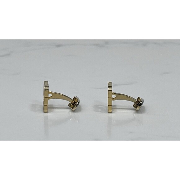 Longines Vintage Gold Tone Silver Tone Square Logo Cufflinks - Picture 7 of 9